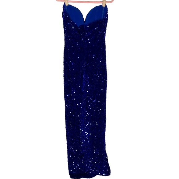 Moda Glam 'Dita Strapless Sequin Embellished Velvet Gown in Royal Blue - Picture 9 of 16